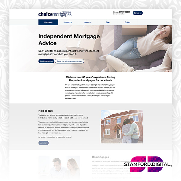 Mortgages page on the Choice Mortgages UK website.