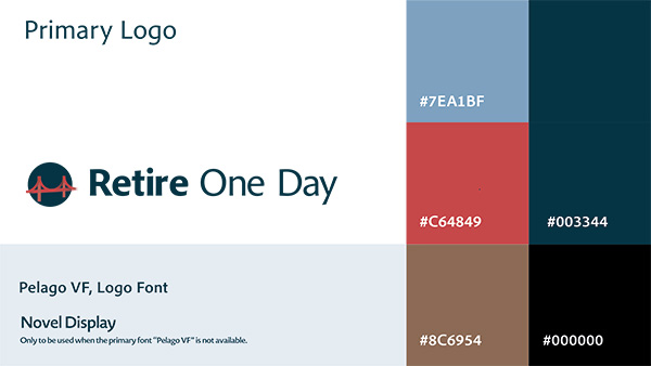 Retire One Day logo and colour pallette