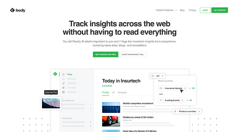 Feedly homepage