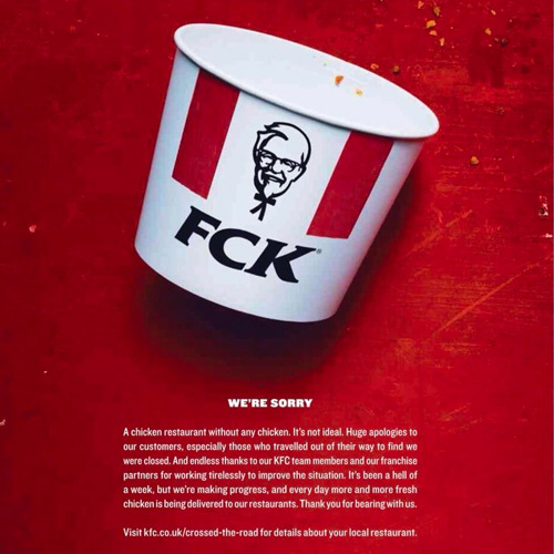 KFC - full page FCK newspaper advert