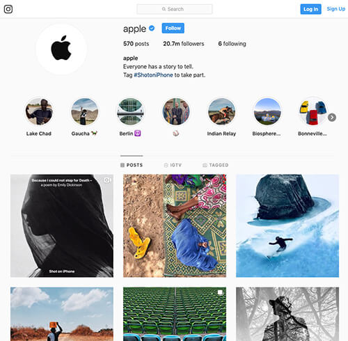 Apple's Instagram account