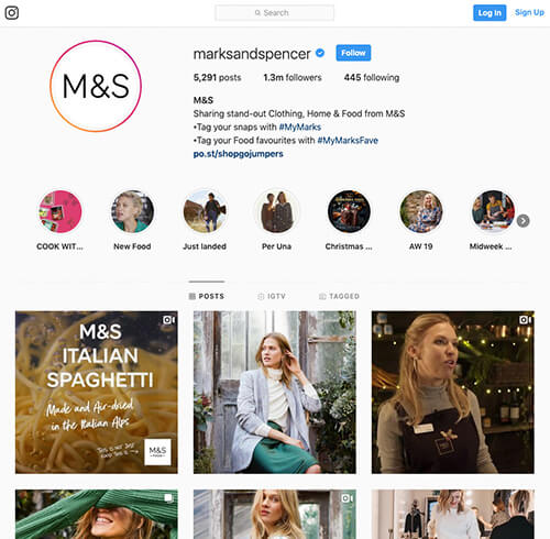 Marks and Spencer's Instagram account.