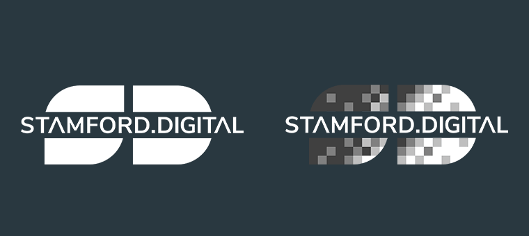 White version of the Stamford Digital logo